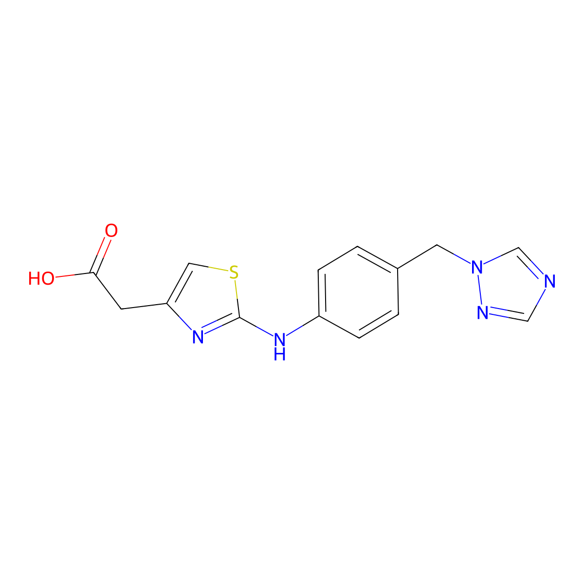 2-(2-((4-((1H-1,2,4-triazol-1-yl)methyl)phenyl)amino)thiazol-4-yl)acetic acid molecular structure, CAS 1630861-11-8