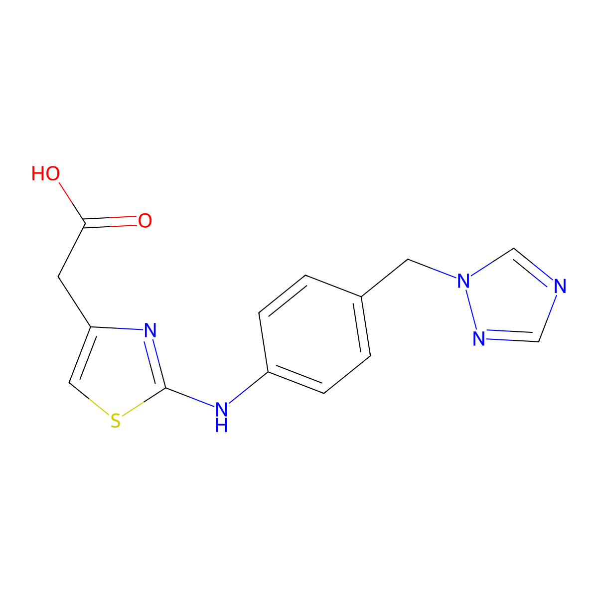 2-(2-((4-((1H-1,2,4-triazol-1-yl)methyl)phenyl)amino)thiazol-4-yl)acetic acid molecular structure, CAS 1630861-11-8