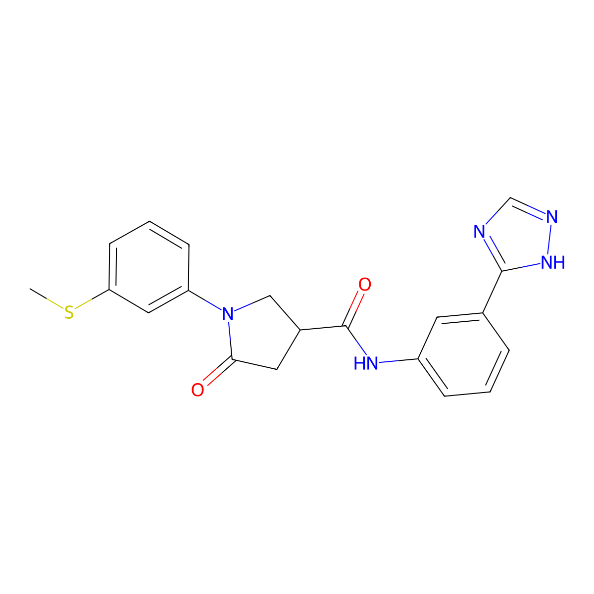 1-[3-(methylsulfanyl)phenyl]-5-oxo-N-[3-(4H-1,2,4-triazol-3-yl)phenyl]pyrrolidine-3-carboxamide molecular structure, CAS 1630861-16-3