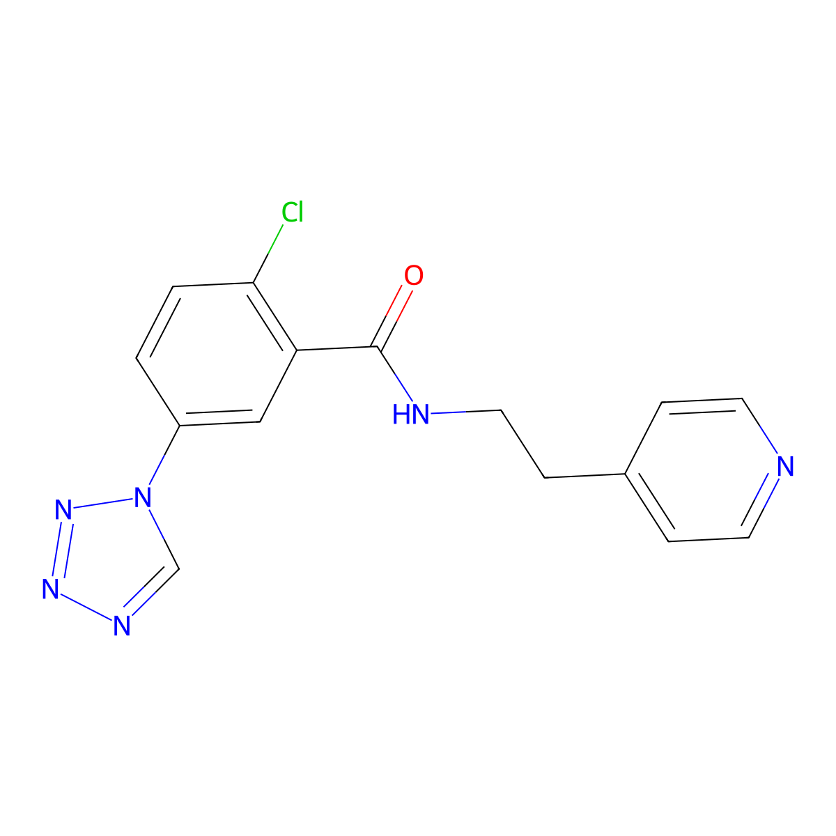 2-chloro-N-[2-(4-pyridyl)ethyl]-5-(1H-1,2,3,4-tetraazol-1-yl)benzamide molecular structure, CAS 1630861-53-8