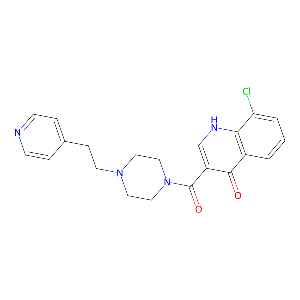 (8-Chloro-4-hydroxyquinolin-3-yl){4-[2-(pyridin-4-yl)ethyl]piperazin-1-yl}methanone molecular structure, CAS 1630861-78-7