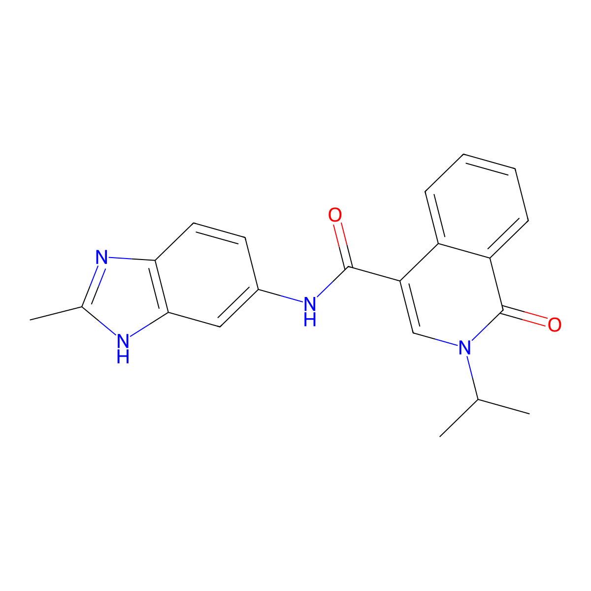N-(2-methyl-1H-benzimidazol-6-yl)-1-oxo-2-(propan-2-yl)-1,2-dihydroisoquinoline-4-carboxamide molecular structure, CAS 1630861-85-6