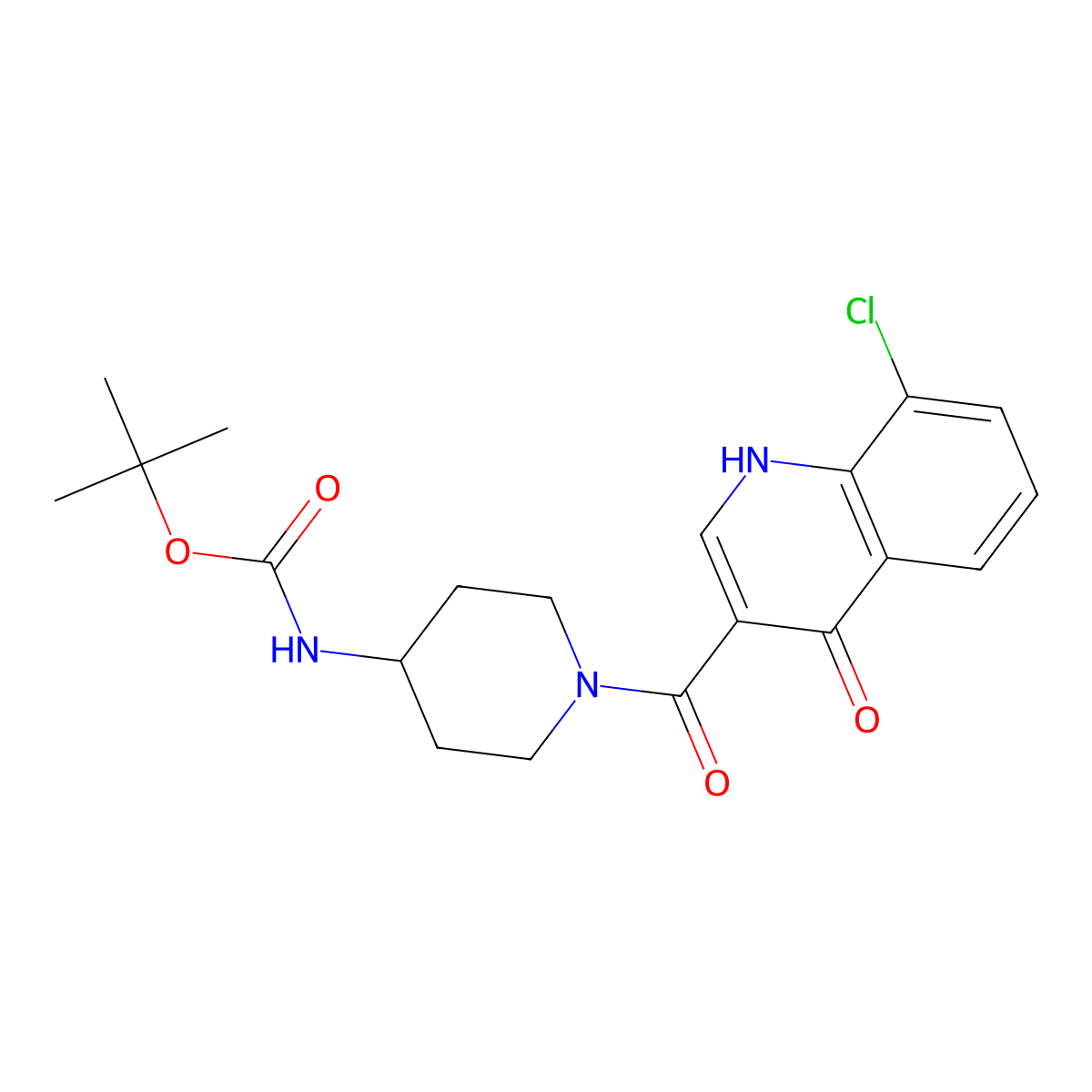 Tert-butyl {1-[(8-chloro-4-hydroxyquinolin-3-yl)carbonyl]piperidin-4-yl}carbamate molecular structure, CAS 1630862-08-6