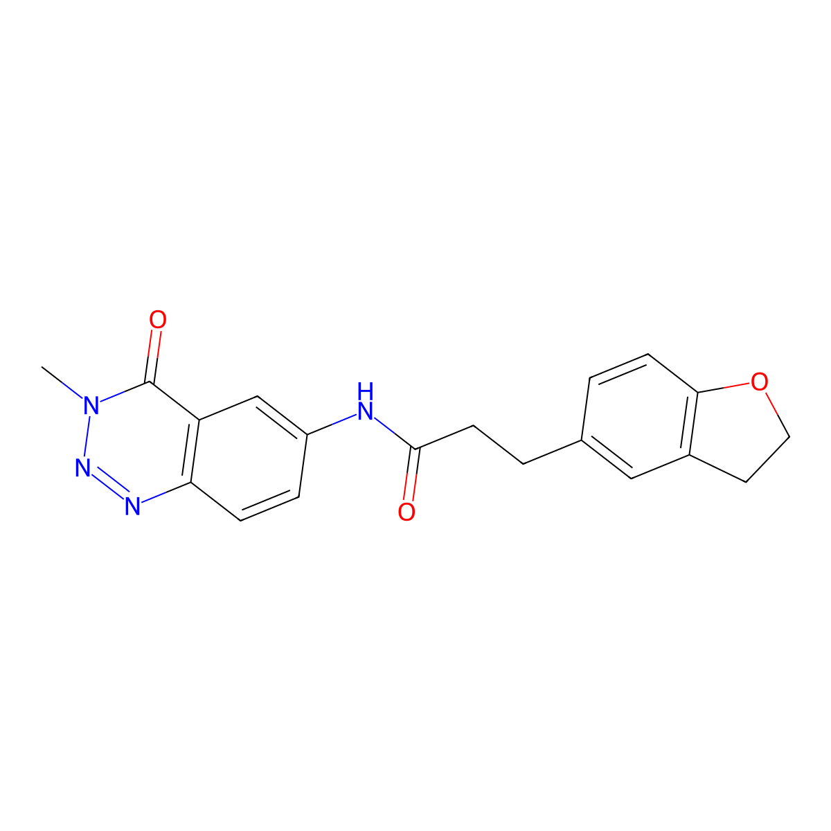 3-(2,3-dihydro-1-benzofuran-5-yl)-N-(3-methyl-4-oxo-3,4-dihydro-1,2,3-benzotriazin-6-yl)propanamide molecular structure, CAS 1630862-24-6