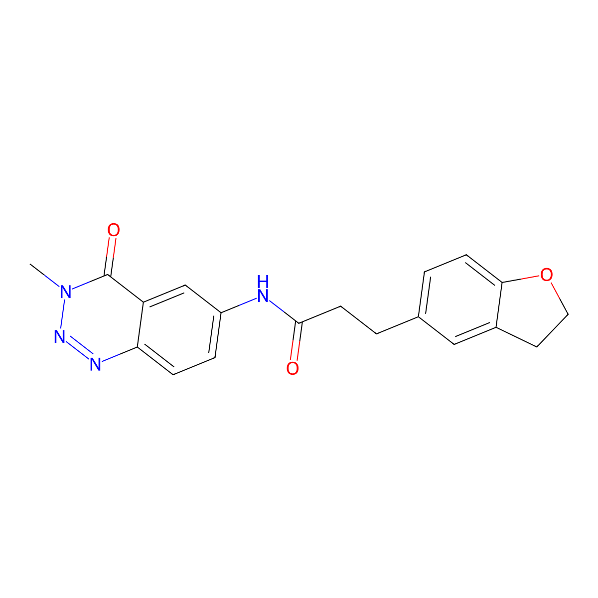 3-(2,3-dihydro-1-benzofuran-5-yl)-N-(3-methyl-4-oxo-3,4-dihydro-1,2,3-benzotriazin-6-yl)propanamide molecular structure, CAS 1630862-24-6