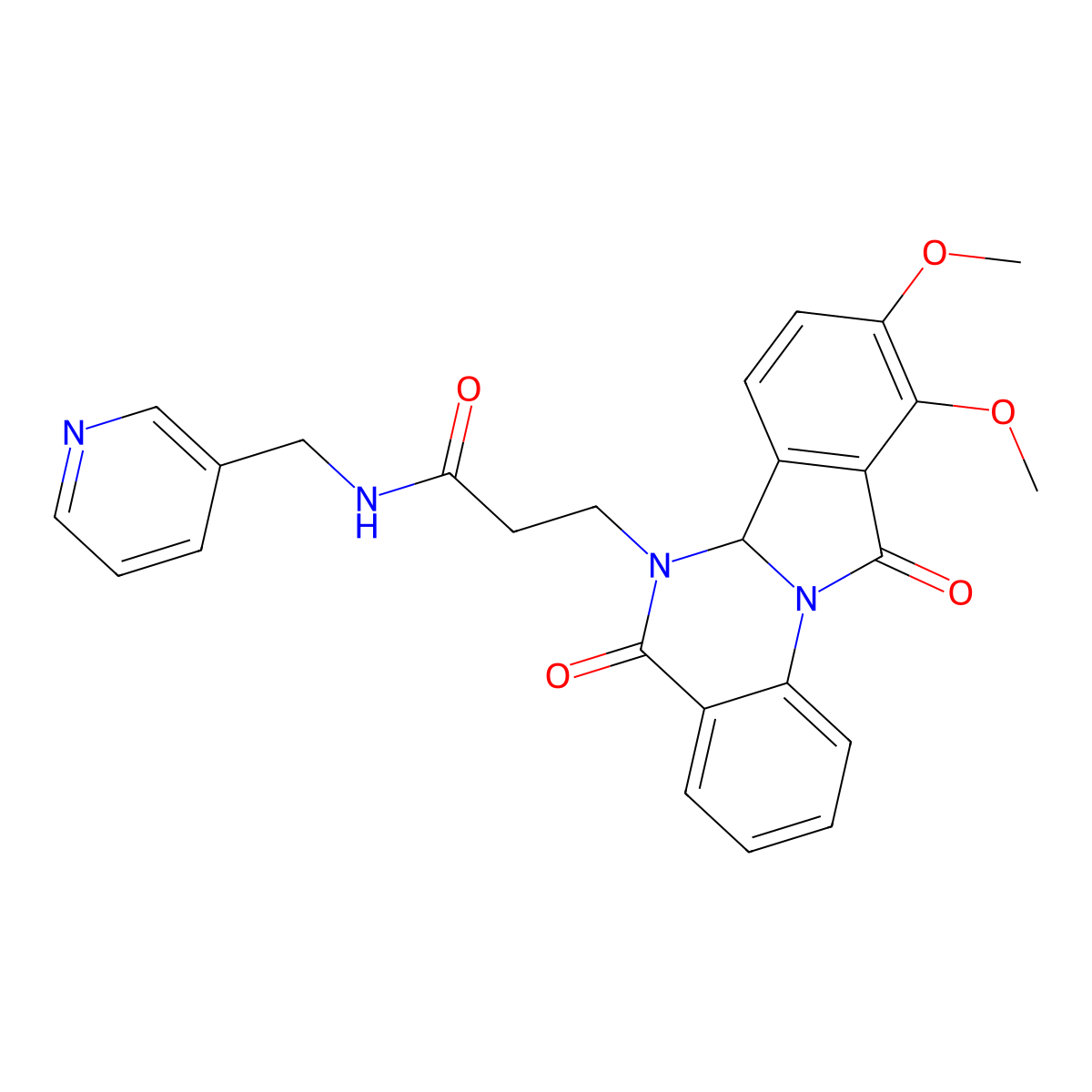 3-(9,10-dimethoxy-5,11-dioxo-6a,11-dihydroisoindolo[2,1-a]quinazolin-6(5H)-yl)-N-(pyridin-3-ylmethyl)propanamide molecular structure, CAS 1630862-52-0