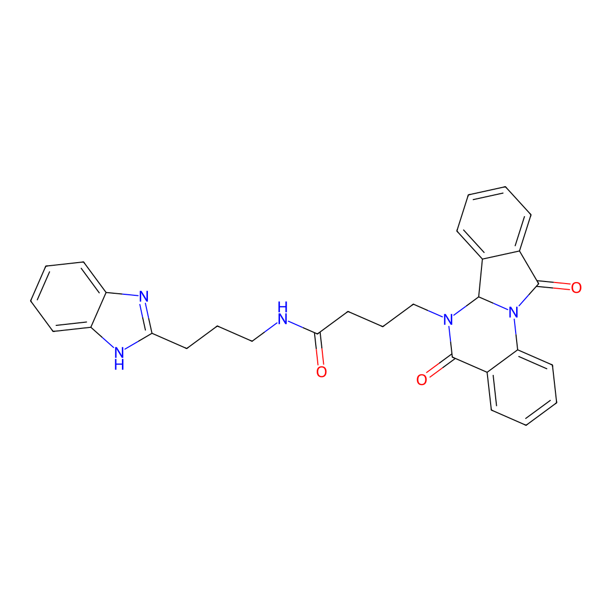 N-[3-(1H-benzimidazol-2-yl)propyl]-4-(5,11-dioxo-6a,11-dihydroisoindolo[2,1-a]quinazolin-6(5H)-yl)butanamide molecular structure, CAS 1630862-58-6