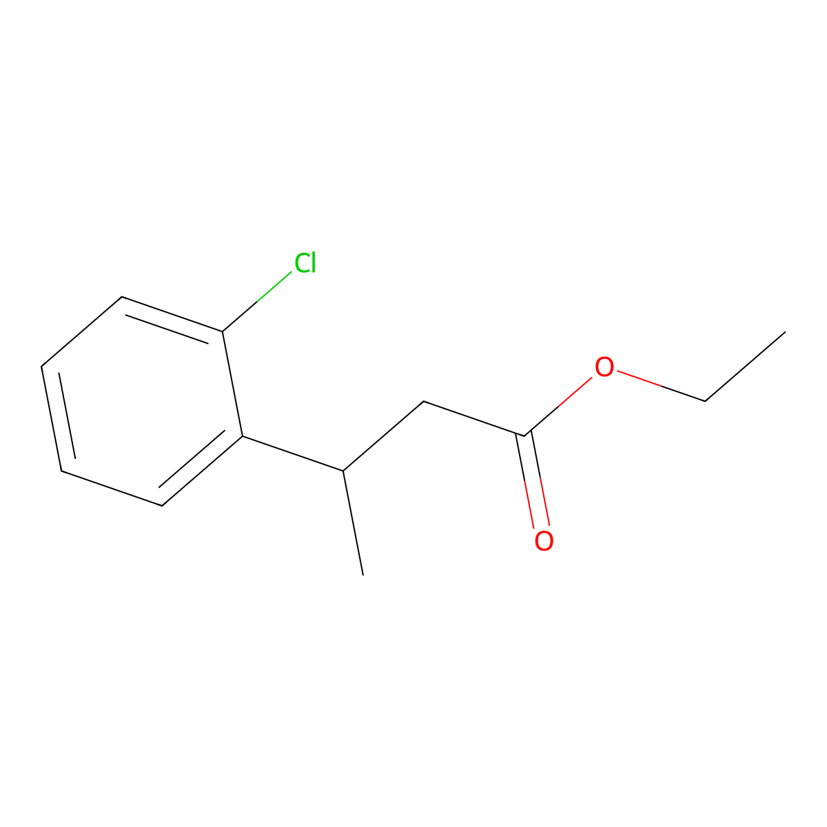 Ethyl 3-(2-chlorophenyl)butanoate molecular structure, CAS 1630863-42-1