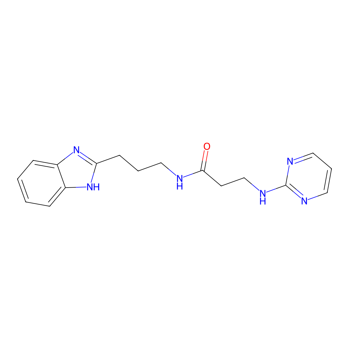 N-[3-(1H-1,3-benzimidazol-2-yl)propyl]-3-(2-pyrimidinylamino)propanamide molecular structure, CAS 1630864-60-6