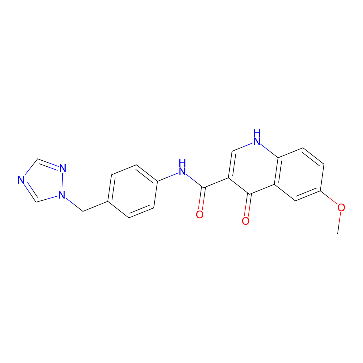4-hydroxy-6-methoxy-N-[4-(1H-1,2,4-triazol-1-ylmethyl)phenyl]quinoline-3-carboxamide molecular structure, CAS 1630864-66-2