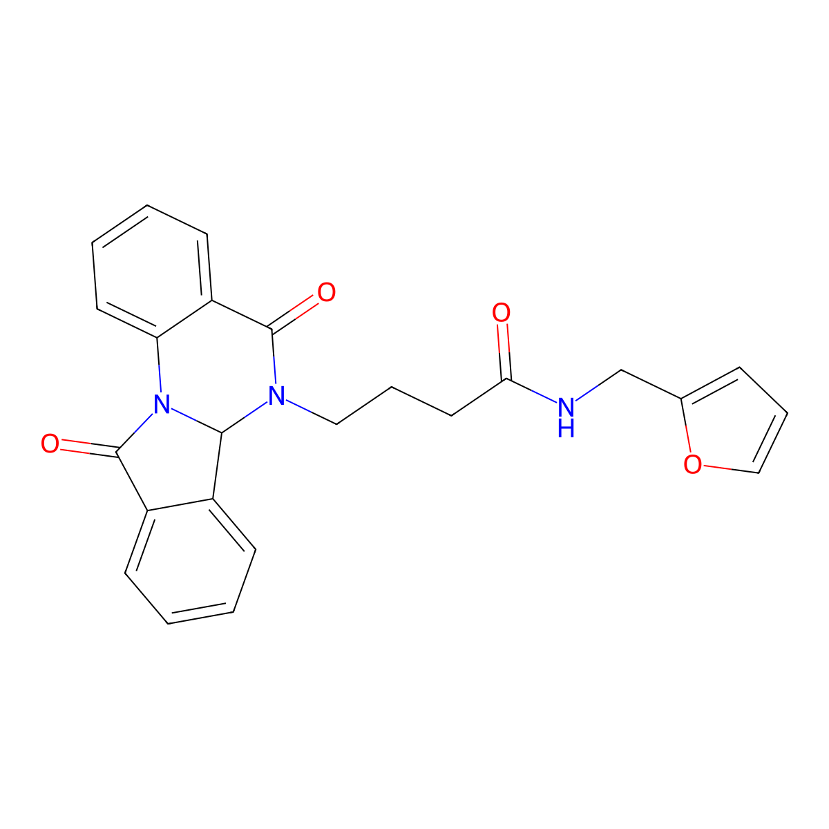 4-(5,11-dioxo-6a,11-dihydroisoindolo[2,1-a]quinazolin-6(5H)-yl)-N-(furan-2-ylmethyl)butanamide molecular structure, CAS 1630864-74-2