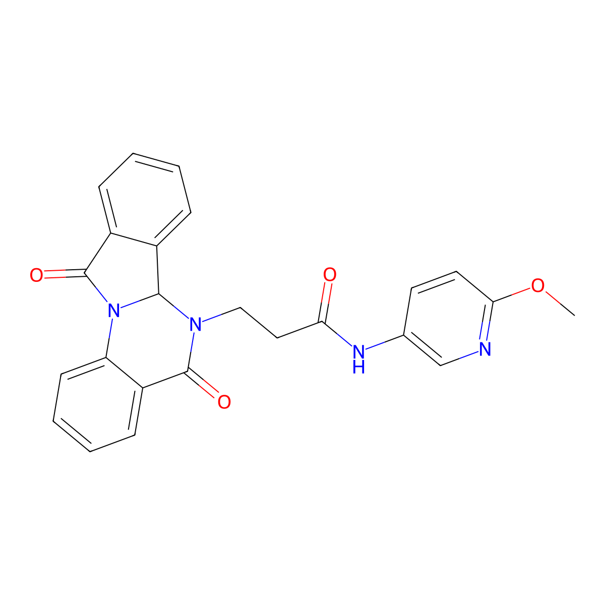 3-(5,11-dioxo-6a,11-dihydroisoindolo[2,1-a]quinazolin-6(5H)-yl)-N-(6-methoxypyridin-3-yl)propanamide molecular structure, CAS 1630864-82-2