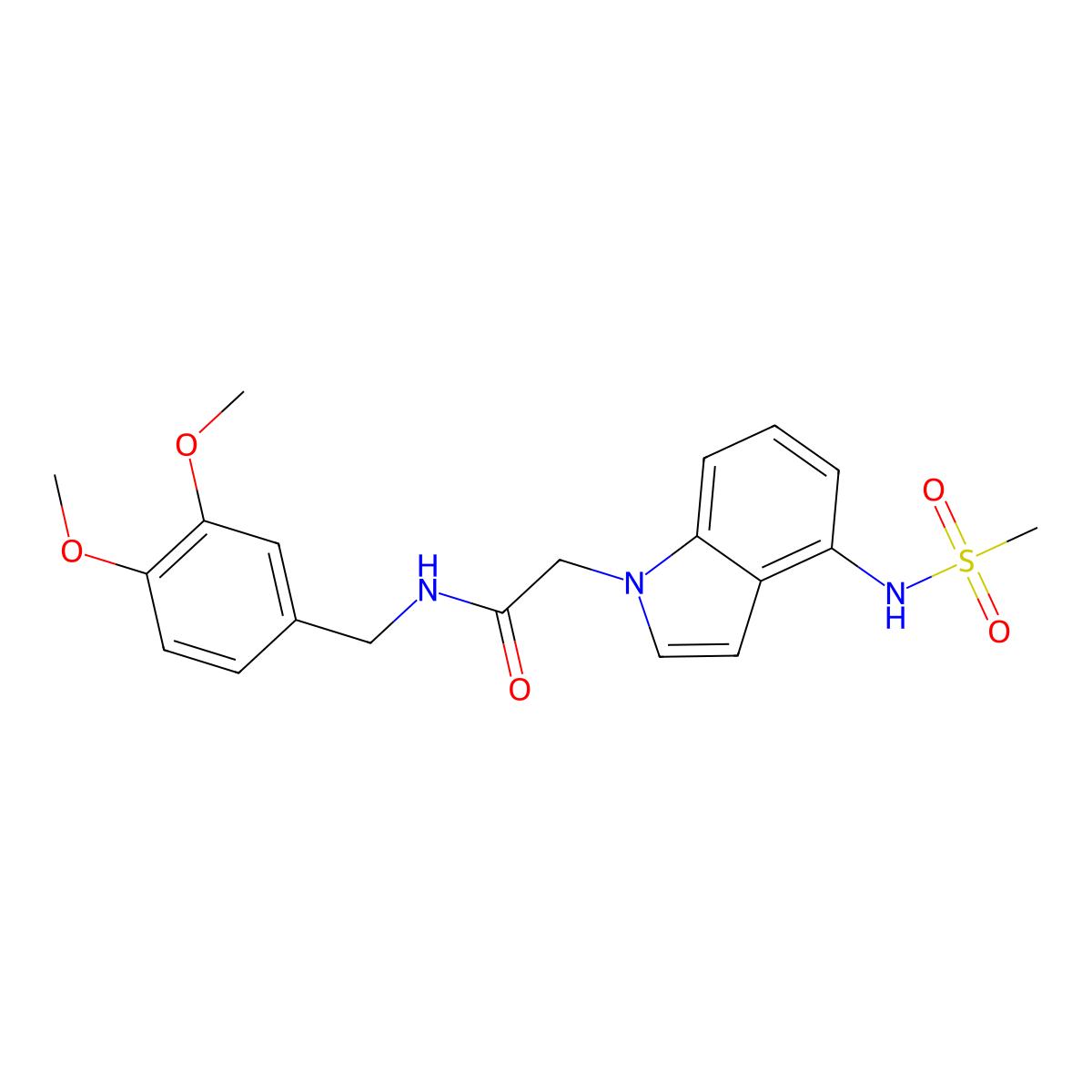 N-(3,4-dimethoxybenzyl)-2-{4-[(methylsulfonyl)amino]-1H-indol-1-yl}acetamide molecular structure, CAS 1630864-89-9