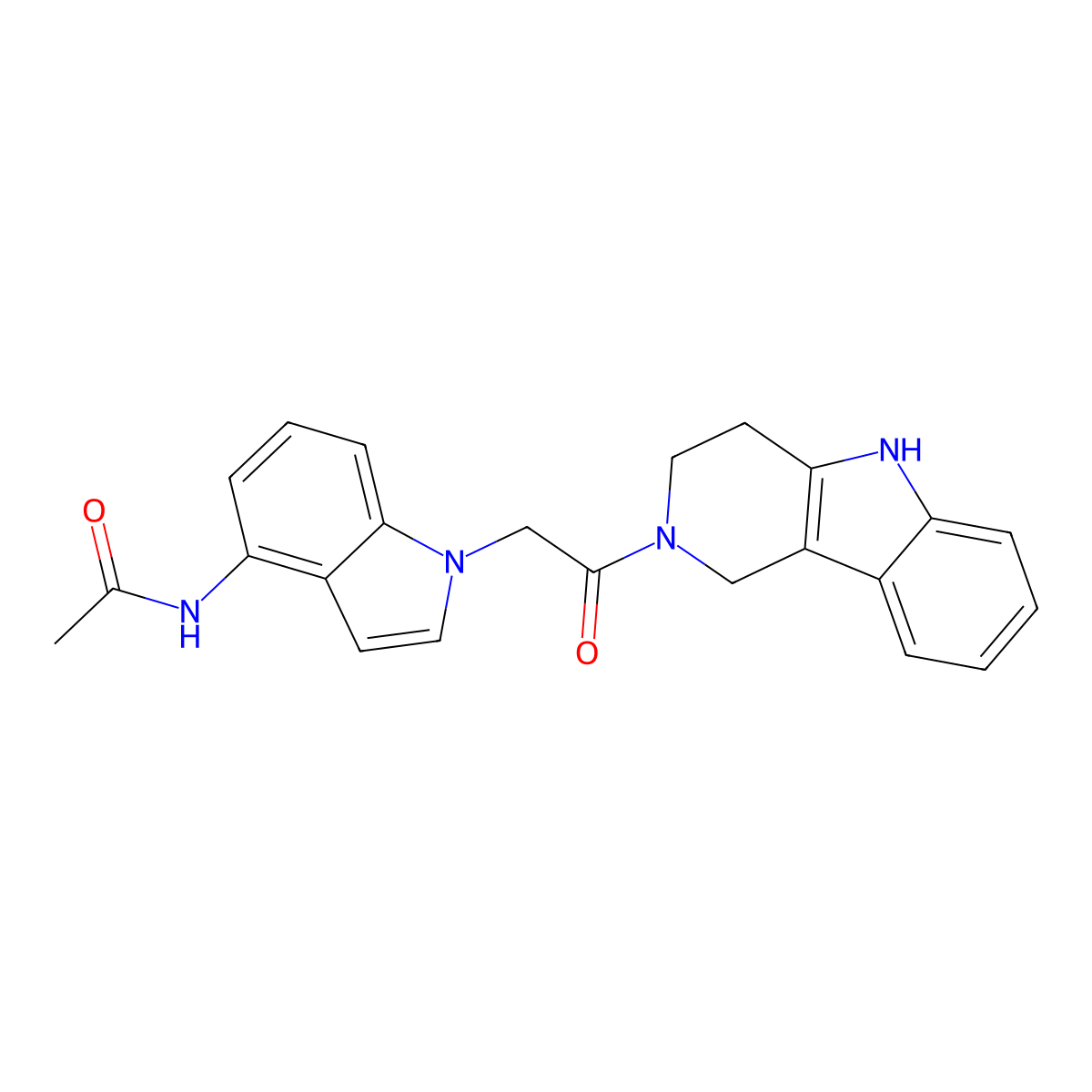N-{1-[2-oxo-2-(1,3,4,5-tetrahydro-2H-pyrido[4,3-b]indol-2-yl)ethyl]-1H-indol-4-yl}acetamide molecular structure, CAS 1630864-95-7