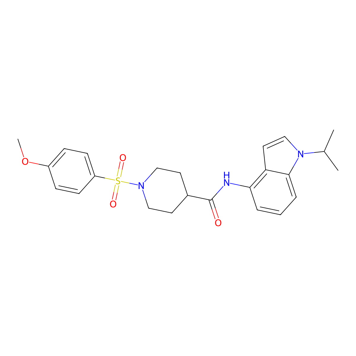 1-[(4-methoxyphenyl)sulfonyl]-N-[1-(propan-2-yl)-1H-indol-4-yl]piperidine-4-carboxamide molecular structure, CAS 1630865-13-2