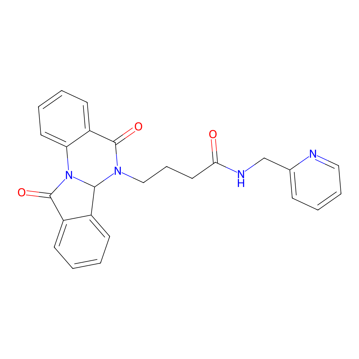 4-(5,11-dioxo-6a,11-dihydroisoindolo[2,1-a]quinazolin-6(5H)-yl)-N-(pyridin-2-ylmethyl)butanamide molecular structure, CAS 1630865-18-7