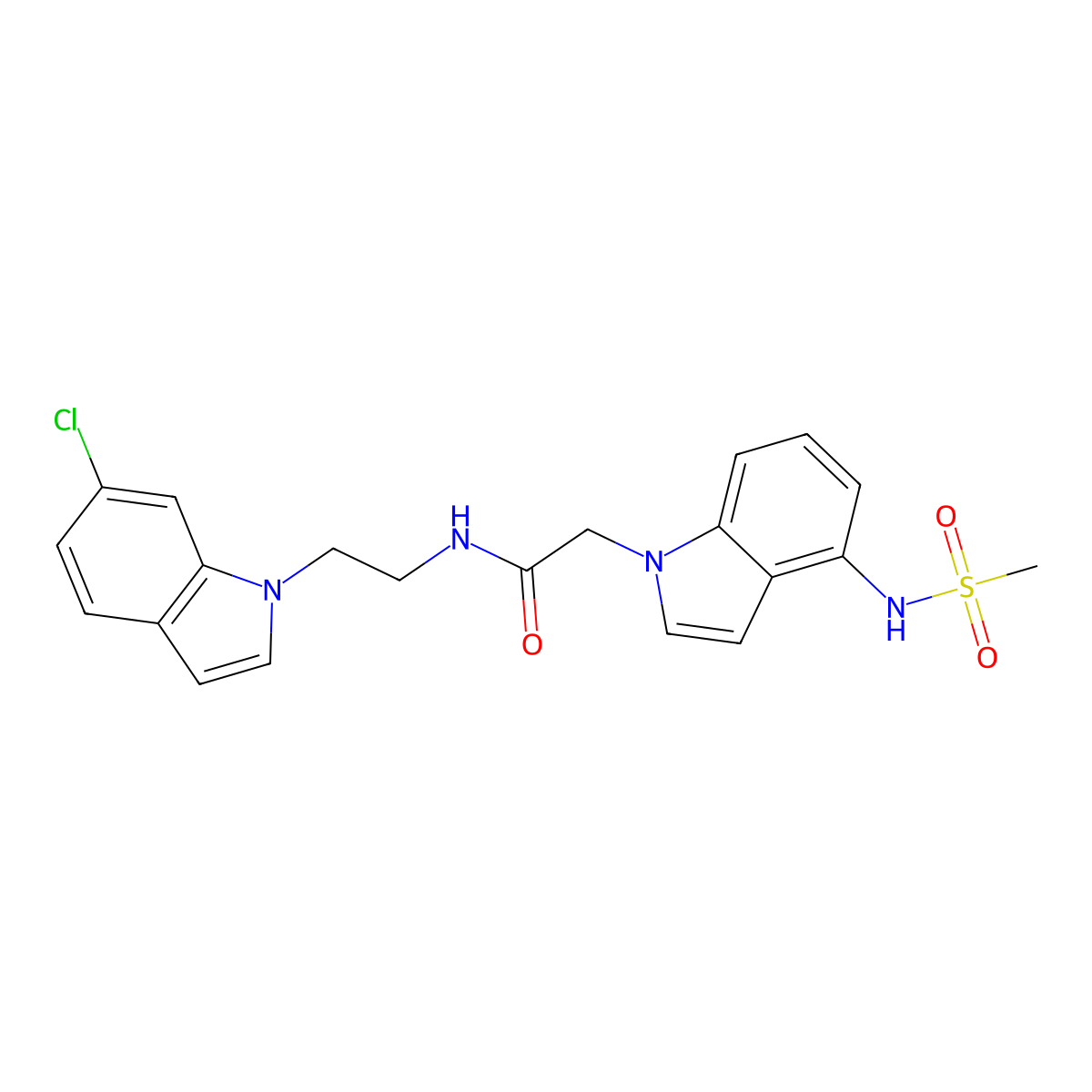N-[2-(6-chloro-1H-indol-1-yl)ethyl]-2-{4-[(methylsulfonyl)amino]-1H-indol-1-yl}acetamide molecular structure, CAS 1630865-36-9