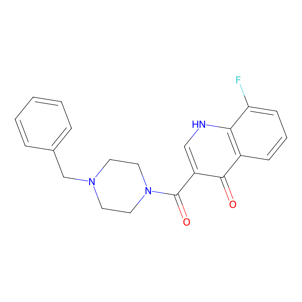 (4-Benzylpiperazin-1-yl)(8-fluoro-4-hydroxyquinolin-3-yl)methanone molecular structure, CAS 1630865-60-9