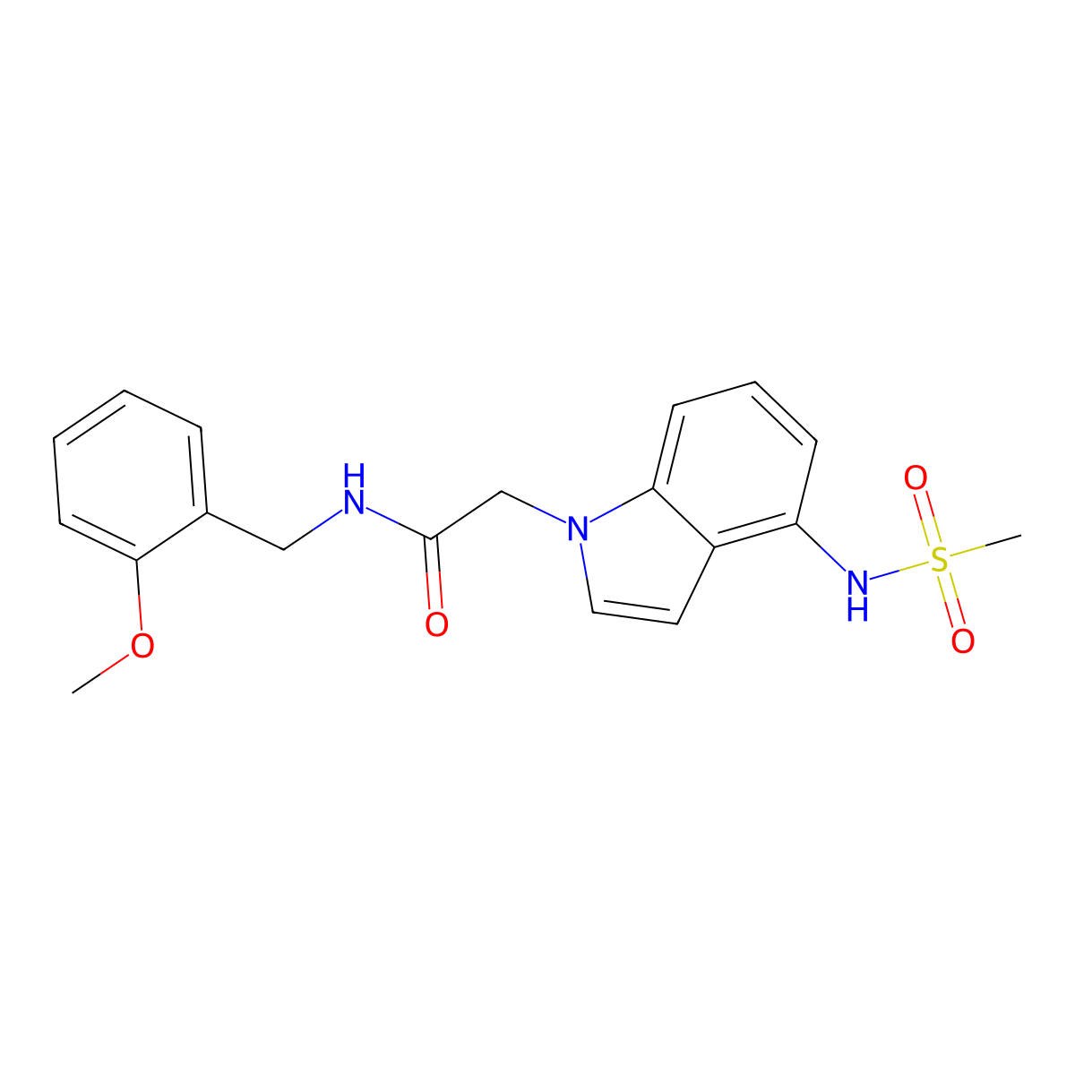 N-(2-methoxybenzyl)-2-{4-[(methylsulfonyl)amino]-1H-indol-1-yl}acetamide molecular structure, CAS 1630865-78-9