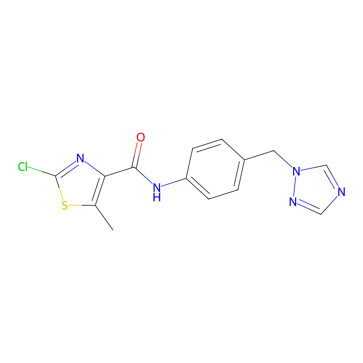 2-chloro-5-methyl-N-[4-(1H-1,2,4-triazol-1-ylmethyl)phenyl]-1,3-thiazole-4-carboxamide molecular structure, CAS 1630865-81-4