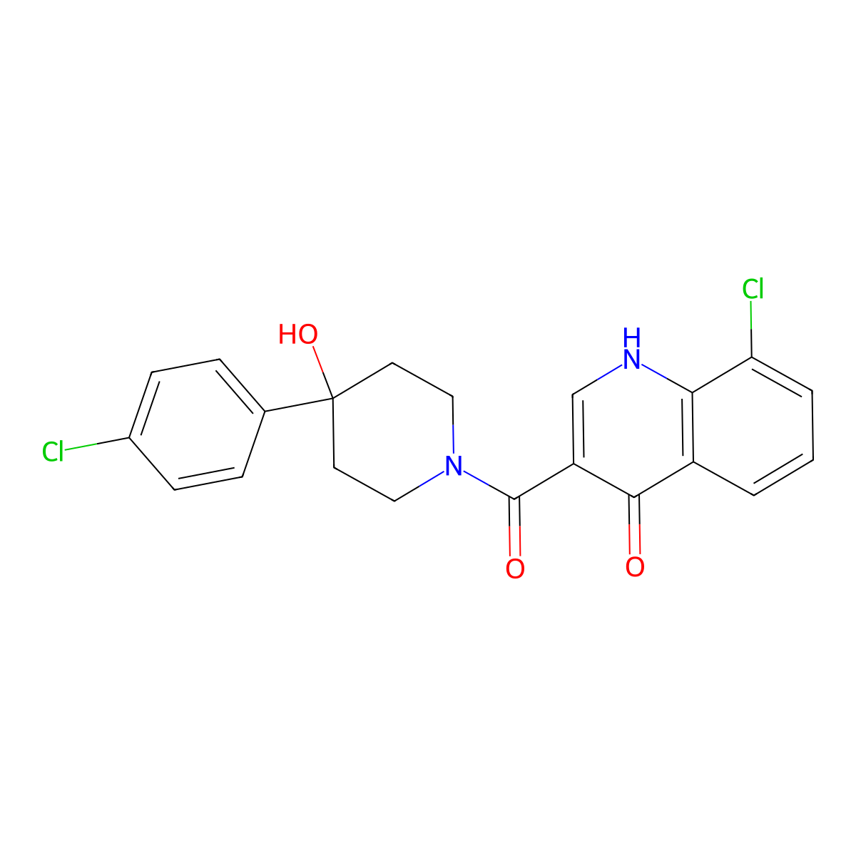 (8-Chloro-4-hydroxyquinolin-3-yl)[4-(4-chlorophenyl)-4-hydroxypiperidin-1-yl]methanone molecular structure, CAS 1630865-97-2
