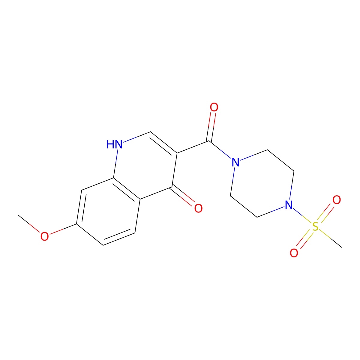 (4-Hydroxy-7-methoxyquinolin-3-yl)[4-(methylsulfonyl)piperazin-1-yl]methanone molecular structure, CAS 1630866-13-5