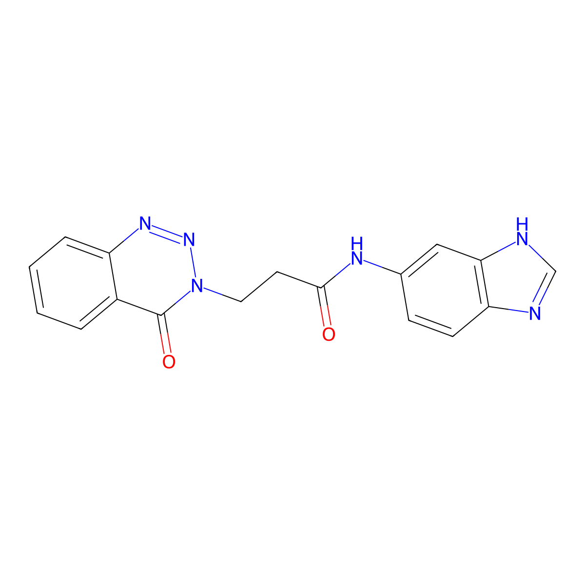 N-(1H-benzimidazol-6-yl)-3-(4-oxo-1,2,3-benzotriazin-3(4H)-yl)propanamide molecular structure, CAS 1630866-22-6