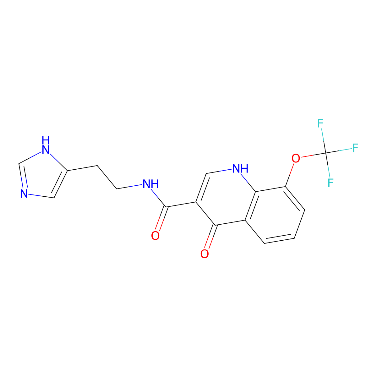 4-hydroxy-N-[2-(1H-imidazol-4-yl)ethyl]-8-(trifluoromethoxy)quinoline-3-carboxamide molecular structure, CAS 1630866-27-1