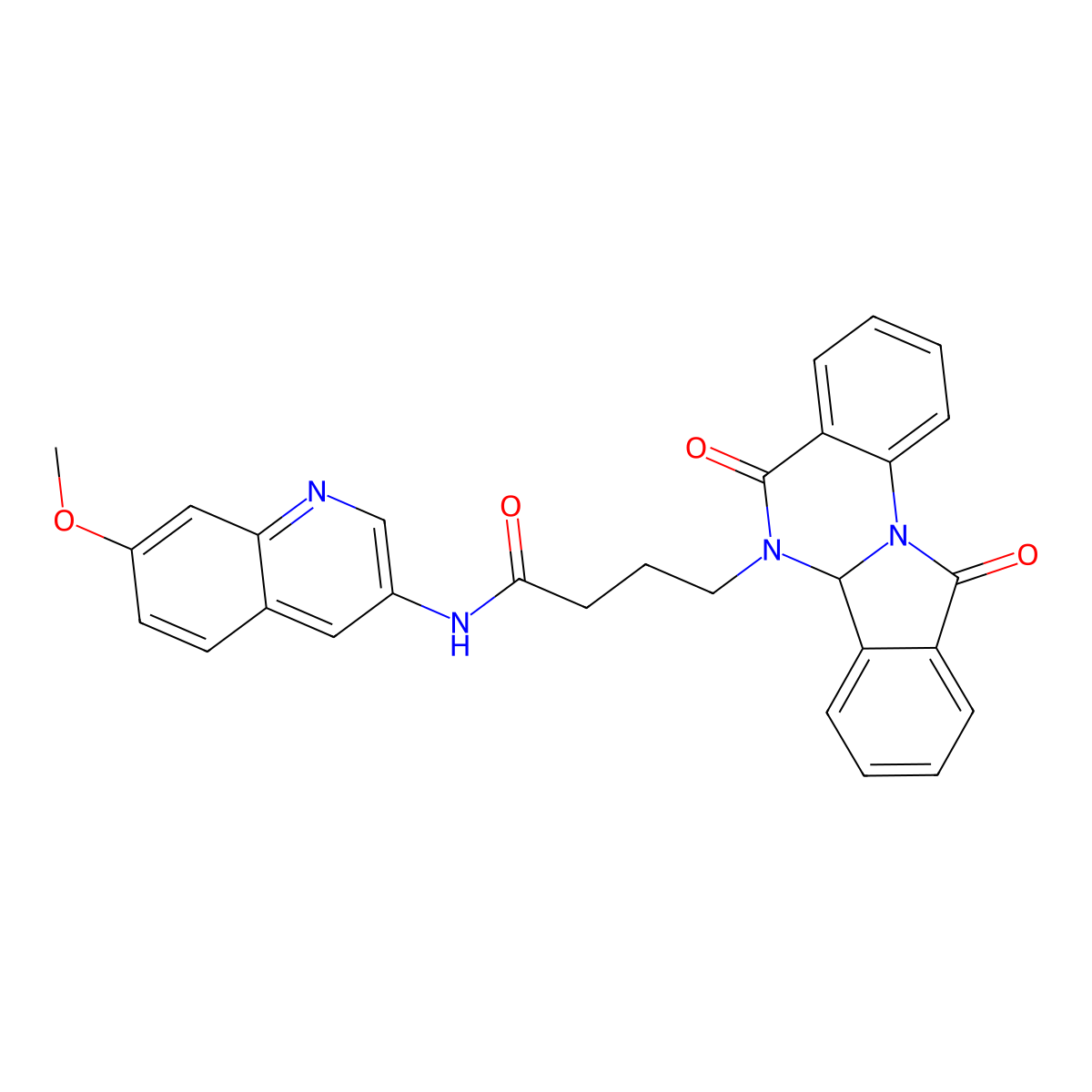 4-(5,11-dioxo-6a,11-dihydroisoindolo[2,1-a]quinazolin-6(5H)-yl)-N-(7-methoxyquinolin-3-yl)butanamide molecular structure, CAS 1630866-33-9