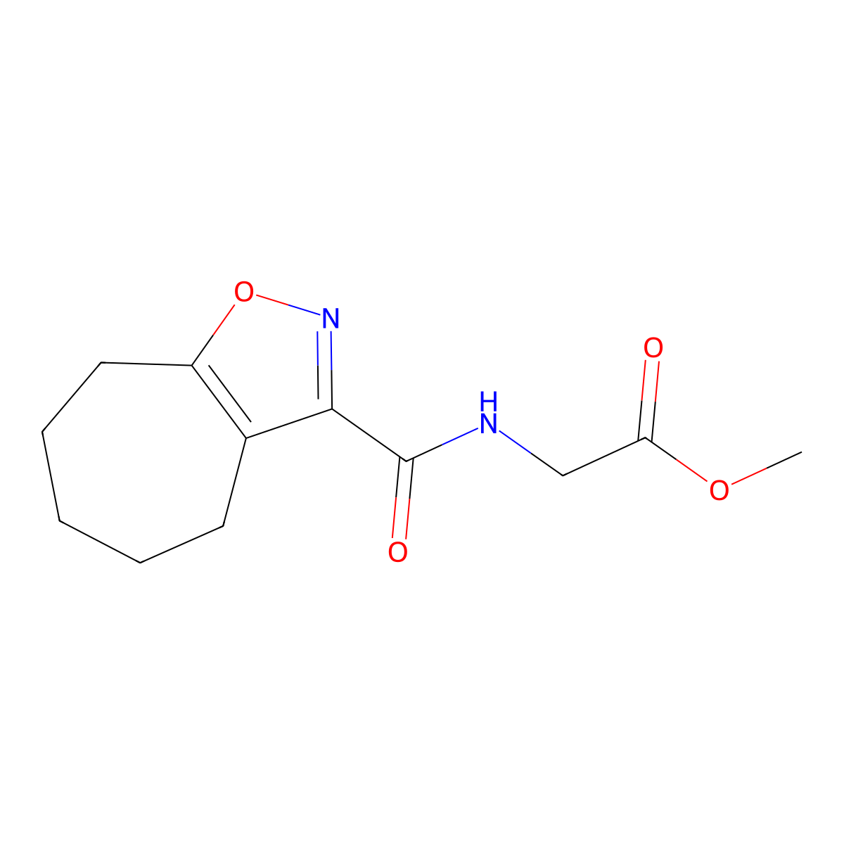 methyl N-(5,6,7,8-tetrahydro-4H-cyclohepta[d][1,2]oxazol-3-ylcarbonyl)glycinate molecular structure, CAS 1630866-45-3