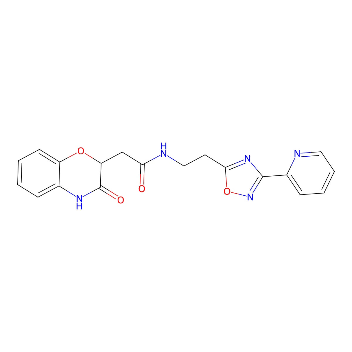 2-(3-hydroxy-2H-1,4-benzoxazin-2-yl)-N-{2-[3-(pyridin-2-yl)-1,2,4-oxadiazol-5-yl]ethyl}acetamide molecular structure, CAS 1630866-49-7