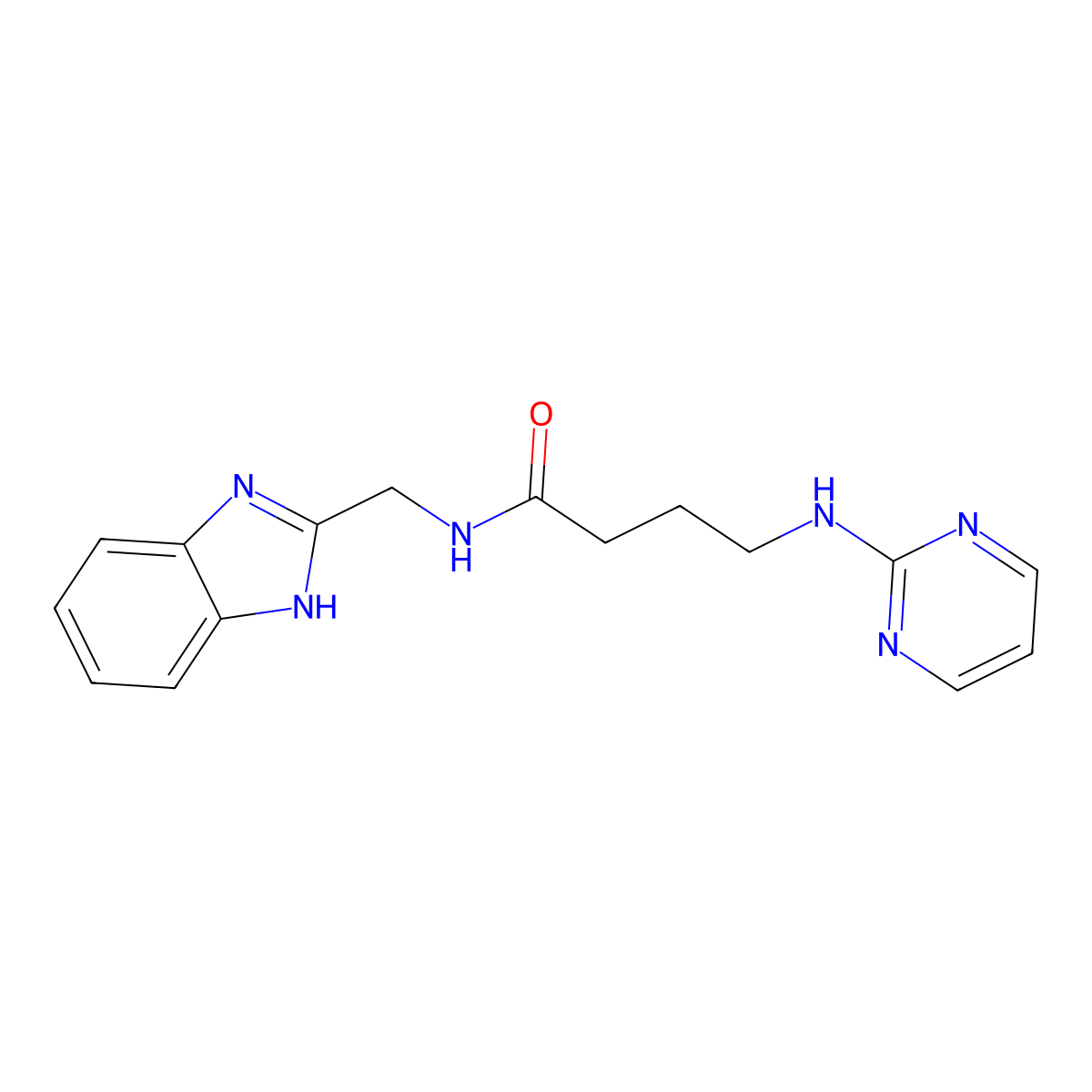 N-(1H-1,3-benzimidazol-2-ylmethyl)-4-(2-pyrimidinylamino)butanamide molecular structure, CAS 1630866-73-7
