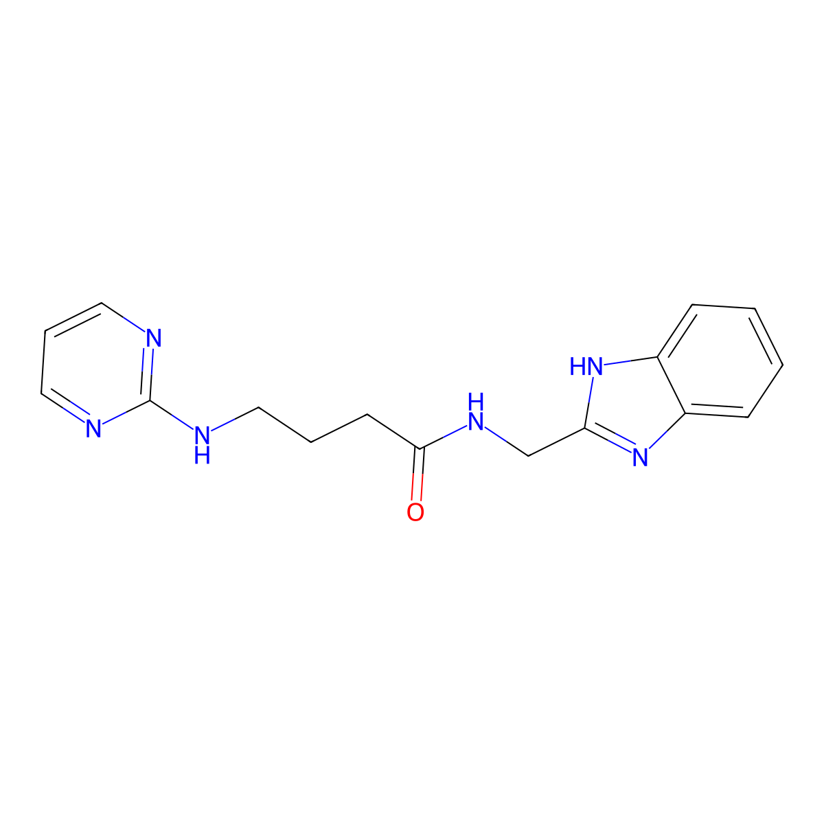 N-(1H-1,3-benzimidazol-2-ylmethyl)-4-(2-pyrimidinylamino)butanamide molecular structure, CAS 1630866-73-7