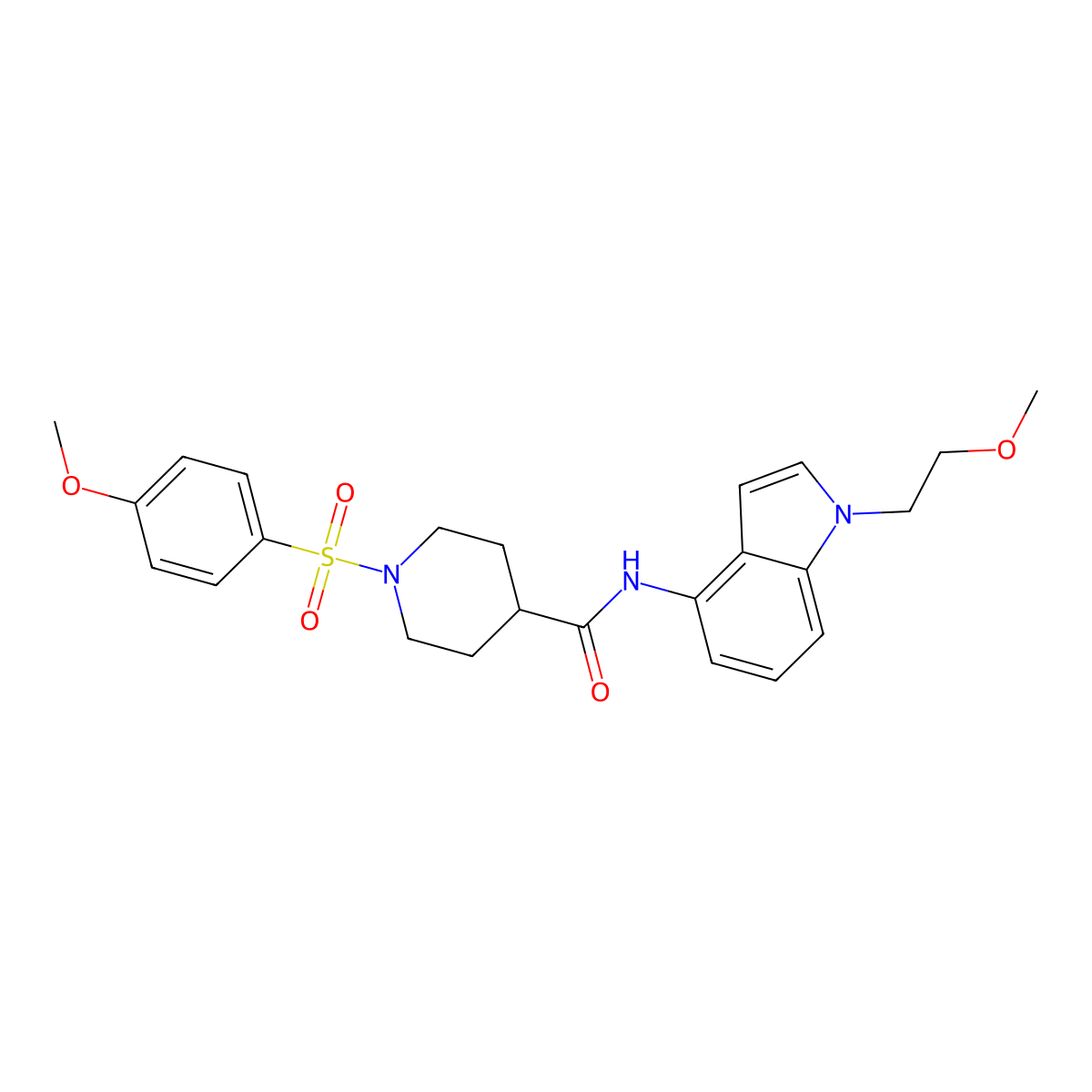 N-[1-(2-methoxyethyl)-1H-indol-4-yl]-1-[(4-methoxyphenyl)sulfonyl]piperidine-4-carboxamide molecular structure, CAS 1630866-85-1