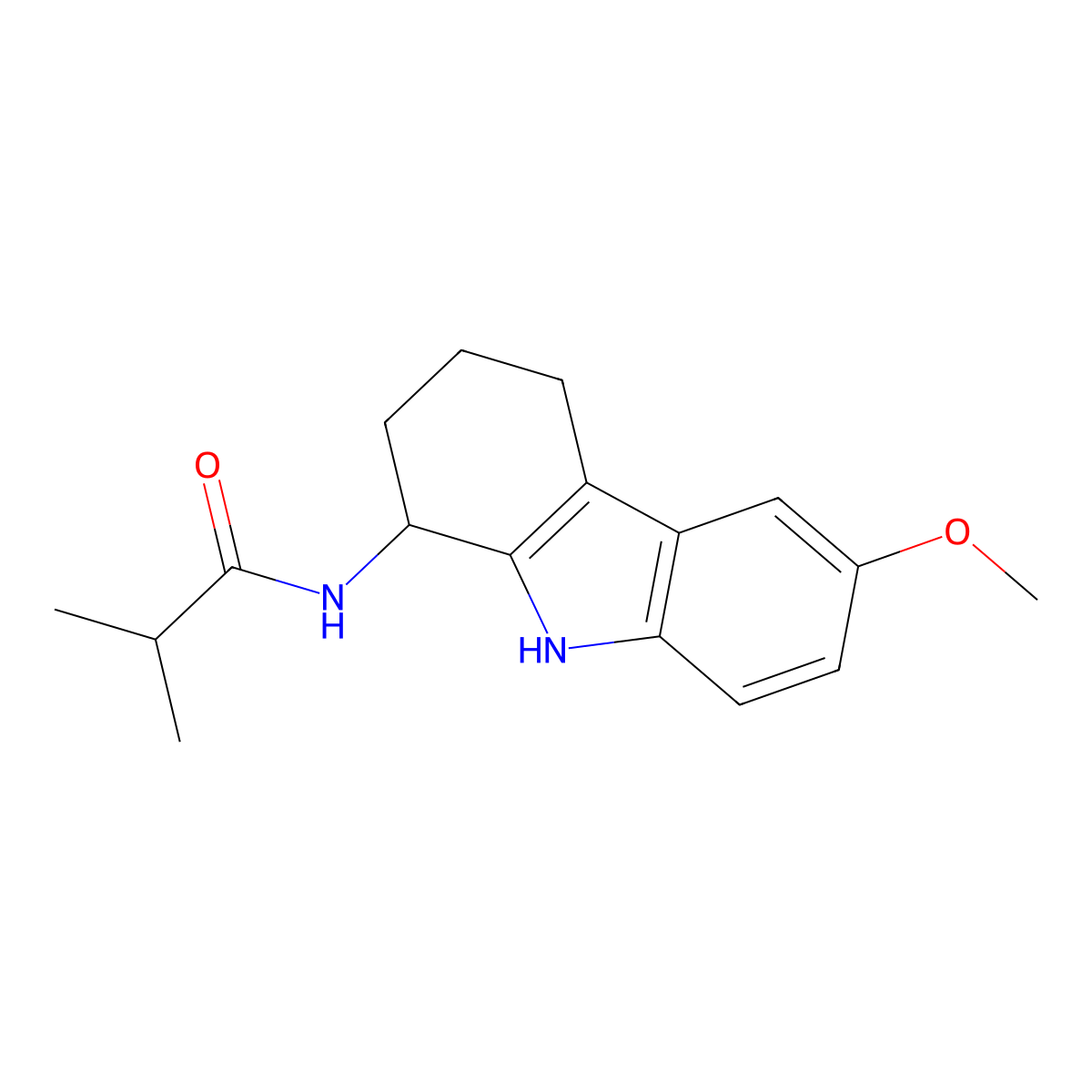 N-(6-methoxy-2,3,4,9-tetrahydro-1H-carbazol-1-yl)-2-methylpropanamide molecular structure, CAS 1630866-92-0