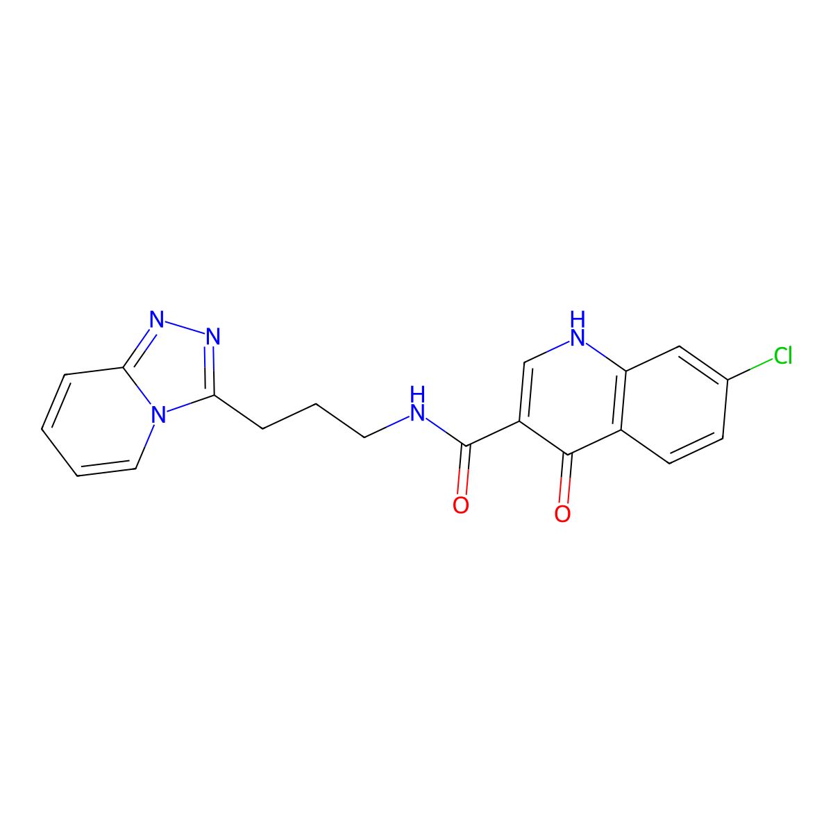 7-chloro-4-hydroxy-N-[3-([1,2,4]triazolo[4,3-a]pyridin-3-yl)propyl]quinoline-3-carboxamide molecular structure, CAS 1630868-81-3
