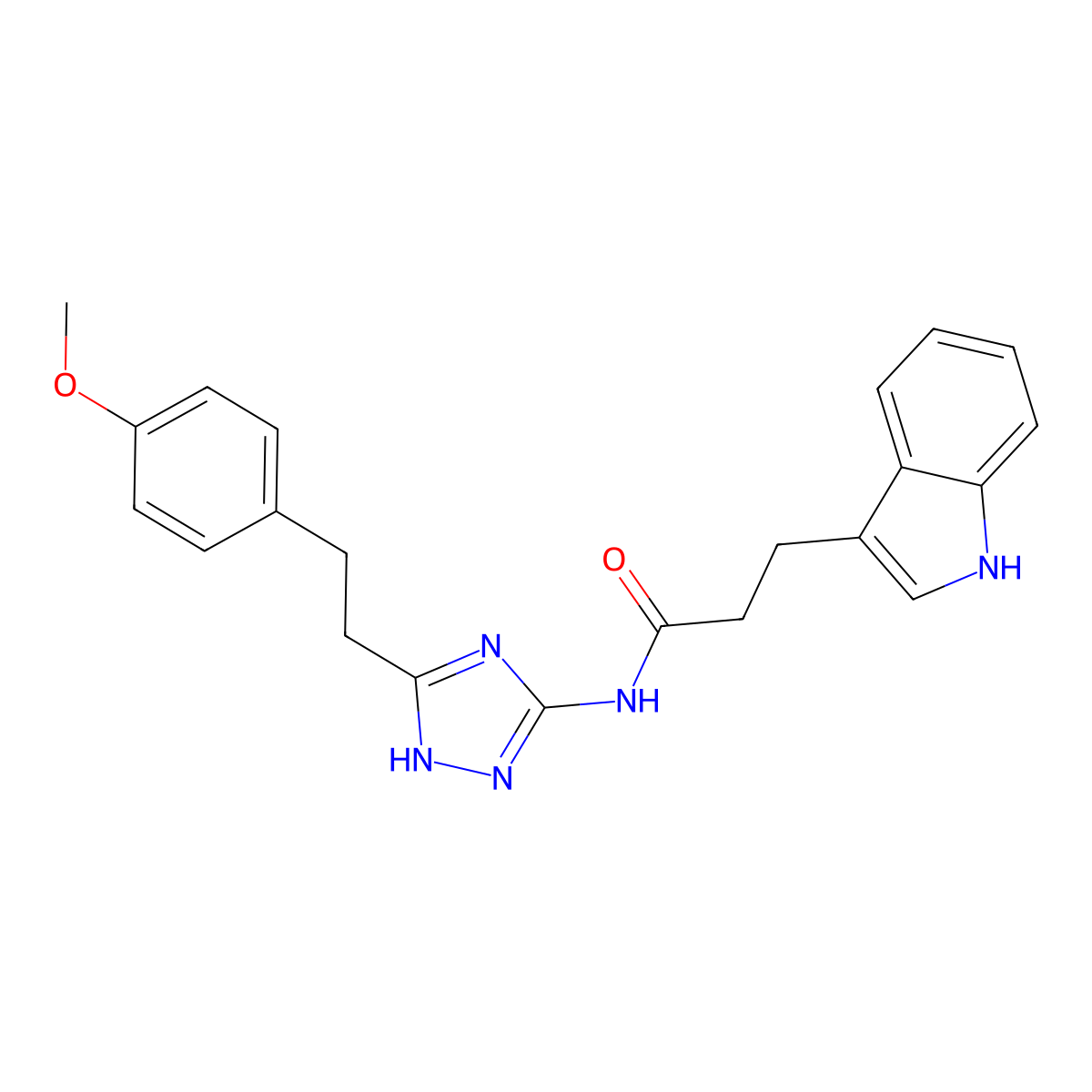 3-(1H-indol-3-yl)-N-{5-[2-(4-methoxyphenyl)ethyl]-1H-1,2,4-triazol-3-yl}propanamide molecular structure, CAS 1630868-86-8