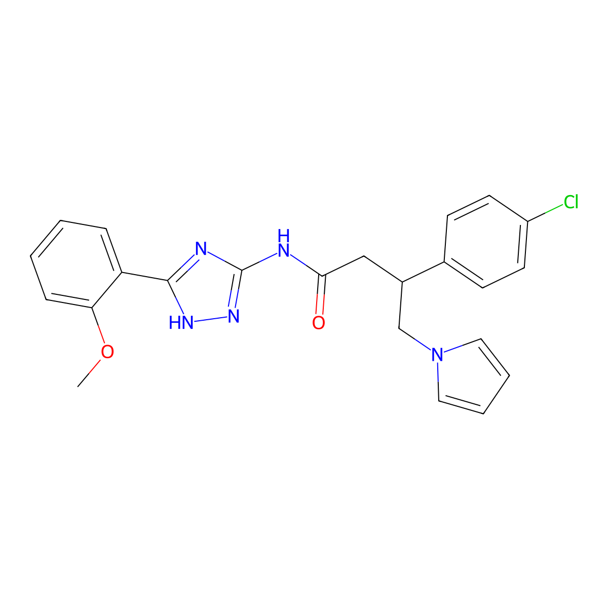 3-(4-chlorophenyl)-N-[3-(2-methoxyphenyl)-1H-1,2,4-triazol-5-yl]-4-(1H-pyrrol-1-yl)butanamide molecular structure, CAS 1630868-95-9