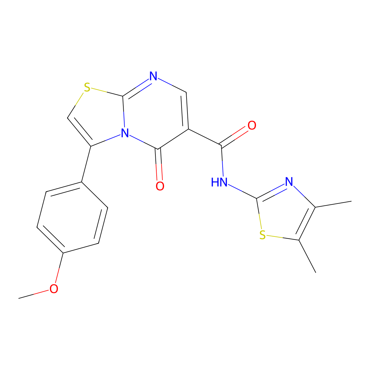 N-(4,5-dimethyl-1,3-thiazol-2-yl)-3-(4-methoxyphenyl)-5-oxo-5H-[1,3]thiazolo[3,2-a]pyrimidine-6-carboxamide molecular structure, CAS 1630869-16-7