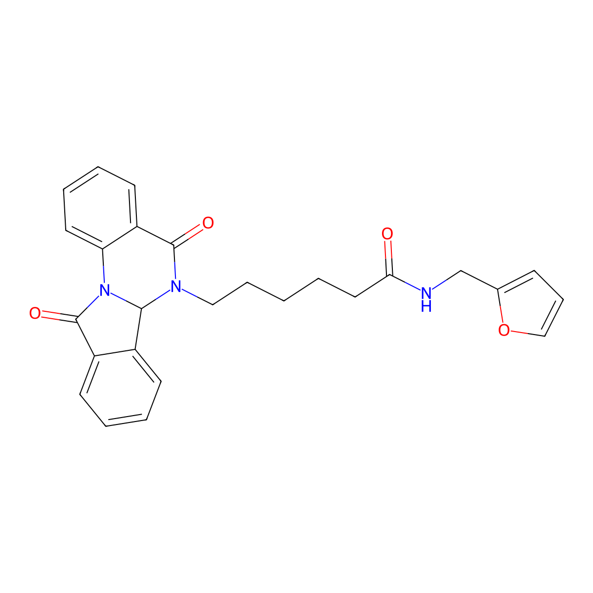 6-(5,11-dioxo-6a,11-dihydroisoindolo[2,1-a]quinazolin-6(5H)-yl)-N-(furan-2-ylmethyl)hexanamide molecular structure, CAS 1630869-27-0