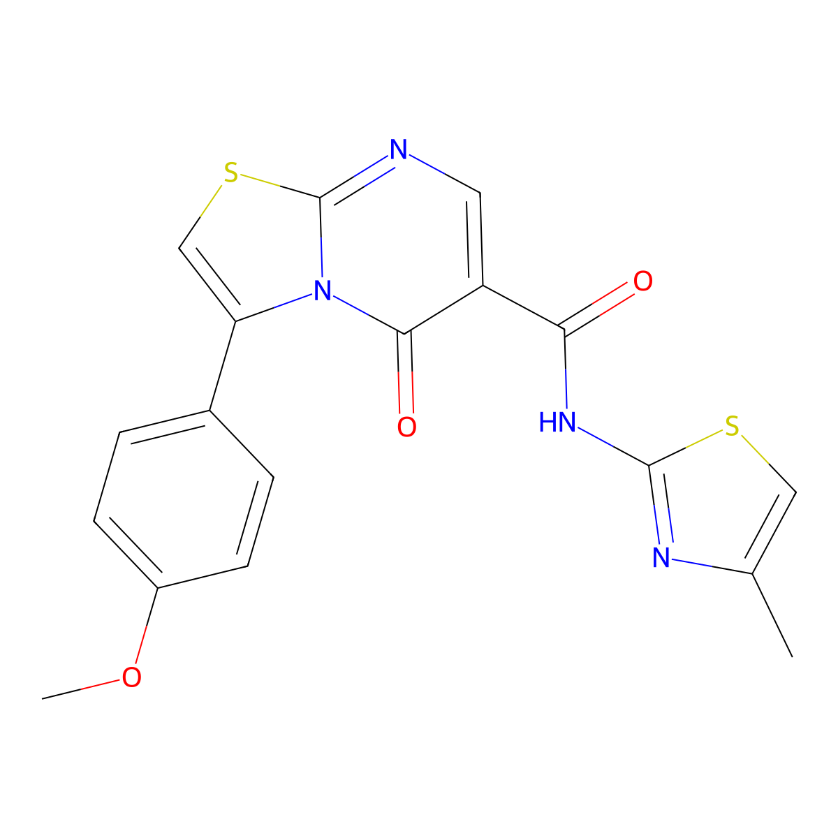 3-(4-methoxyphenyl)-N-(4-methyl-1,3-thiazol-2-yl)-5-oxo-5H-[1,3]thiazolo[3,2-a]pyrimidine-6-carboxamide molecular structure, CAS 1630869-33-8