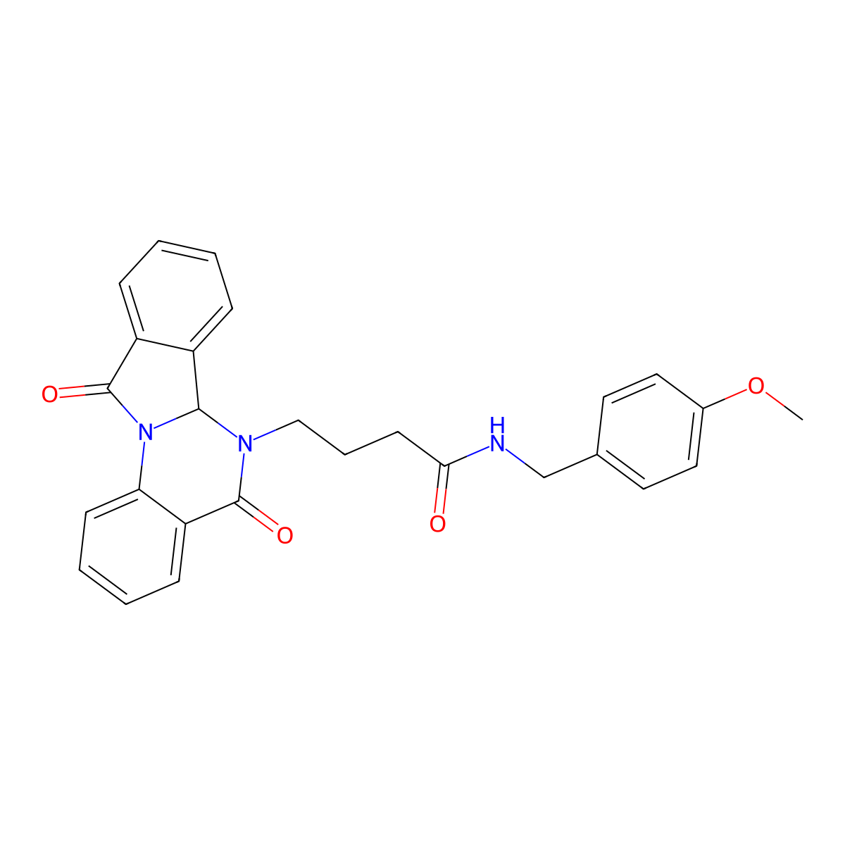 4-(5,11-dioxo-6a,11-dihydroisoindolo[2,1-a]quinazolin-6(5H)-yl)-N-(4-methoxybenzyl)butanamide molecular structure, CAS 1630869-34-9