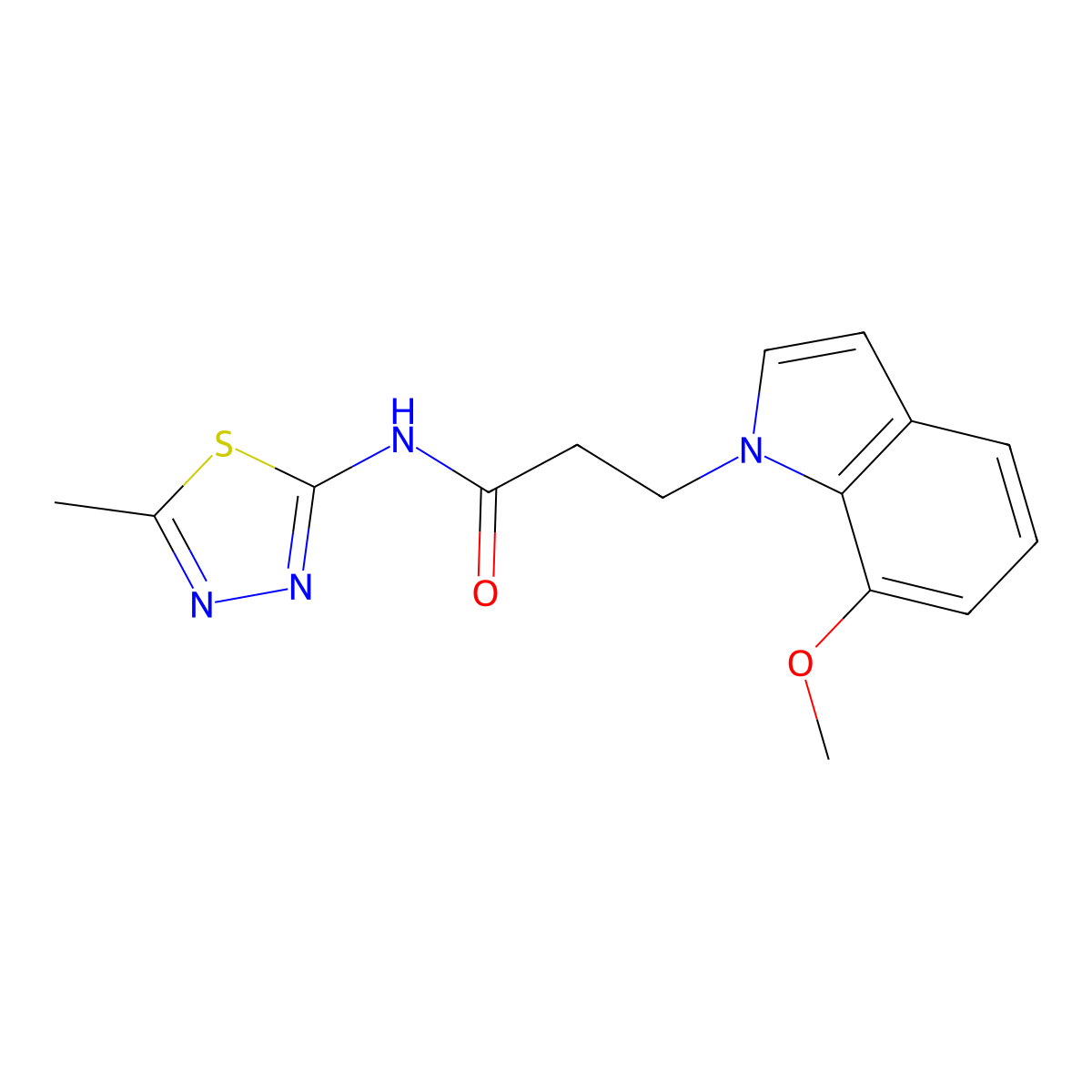 3-(7-methoxy-1H-indol-1-yl)-N-(5-methyl-1,3,4-thiadiazol-2-yl)propanamide molecular structure, CAS 1630869-38-3