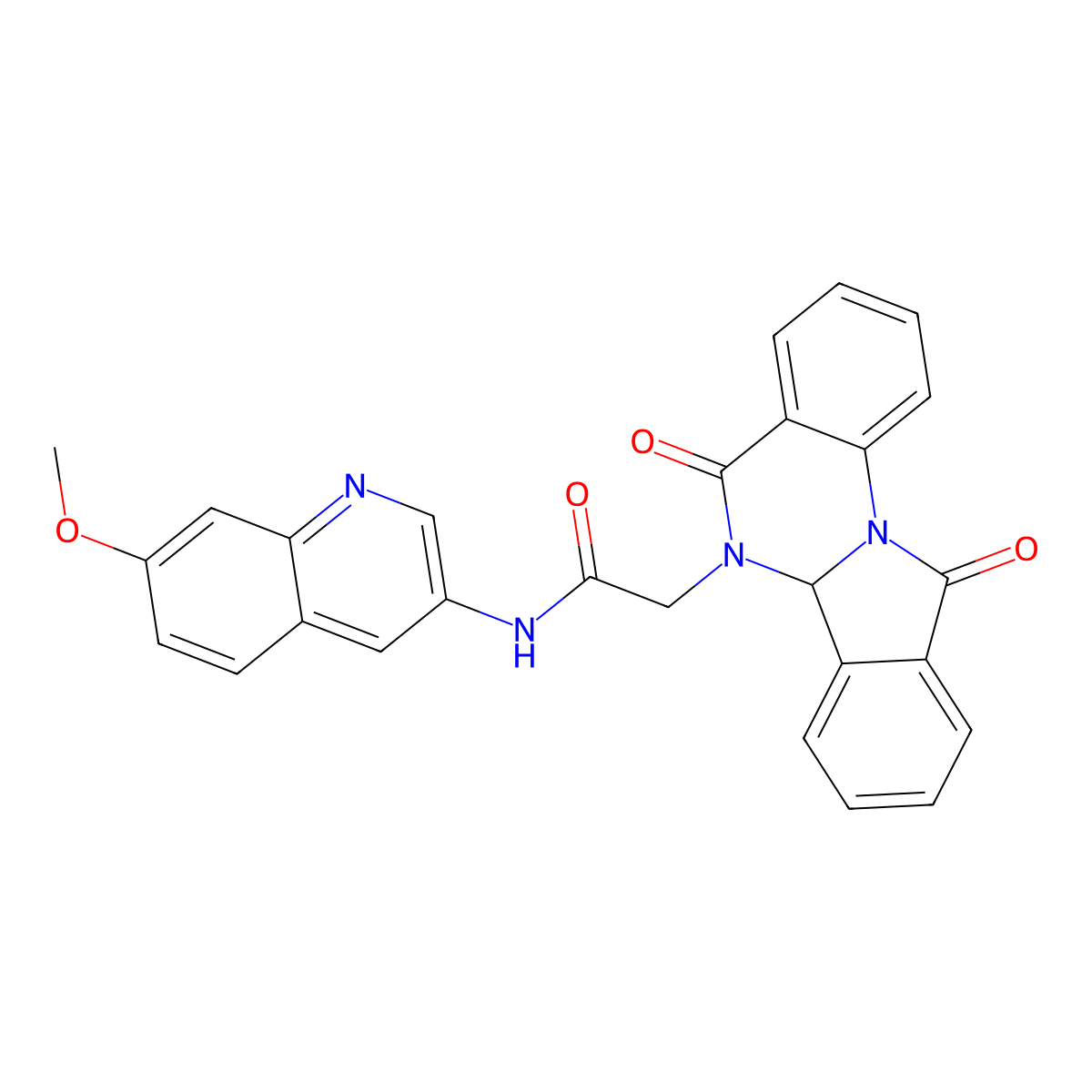 2-(5,11-dioxo-6a,11-dihydroisoindolo[2,1-a]quinazolin-6(5H)-yl)-N-(7-methoxyquinolin-3-yl)acetamide molecular structure, CAS 1630869-42-9