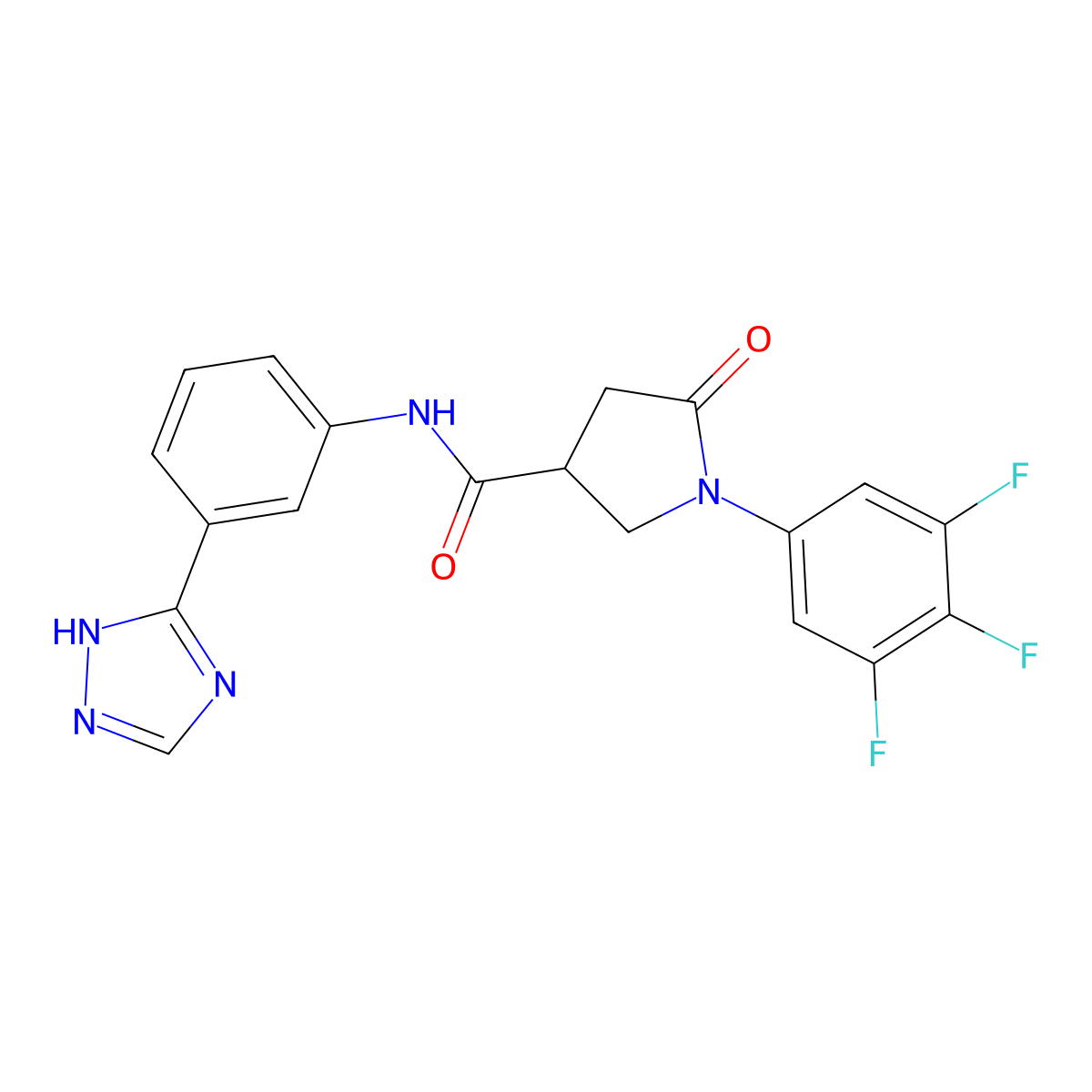 5-oxo-N-[3-(1H-1,2,4-triazol-3-yl)phenyl]-1-(3,4,5-trifluorophenyl)pyrrolidine-3-carboxamide molecular structure, CAS 1630869-66-7