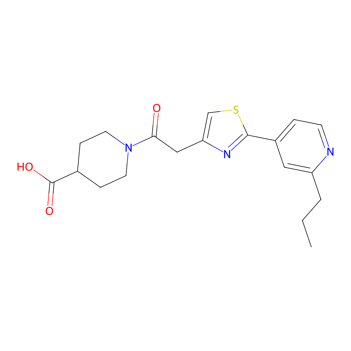 1-{[2-(2-Propylpyridin-4-yl)-1,3-thiazol-4-yl]acetyl}piperidine-4-carboxylic acid molecular structure, CAS 1630869-74-7
