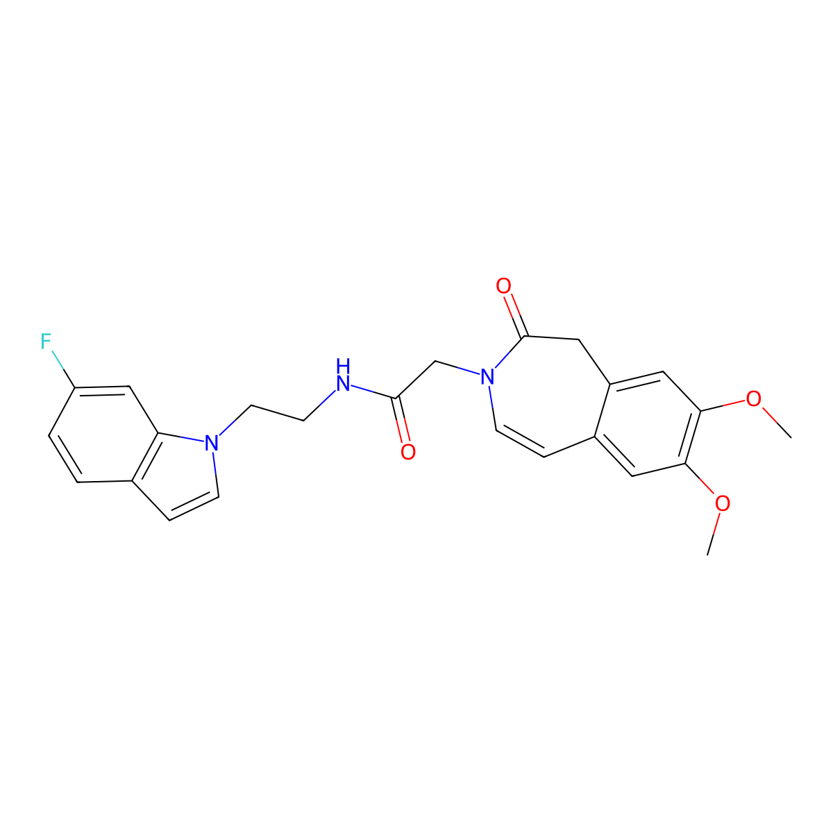2-(7,8-dimethoxy-2-oxo-1,2-dihydro-3H-3-benzazepin-3-yl)-N-[2-(6-fluoro-1H-indol-1-yl)ethyl]acetamide molecular structure, CAS 1630869-77-0