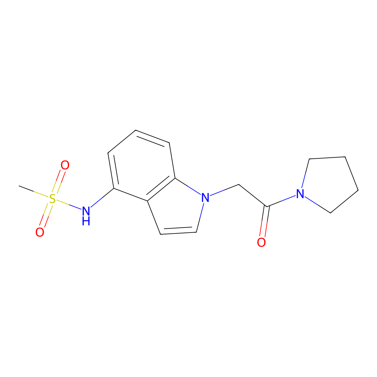 N-{1-[2-oxo-2-(pyrrolidin-1-yl)ethyl]-1H-indol-4-yl}methanesulfonamide molecular structure, CAS 1630869-78-1