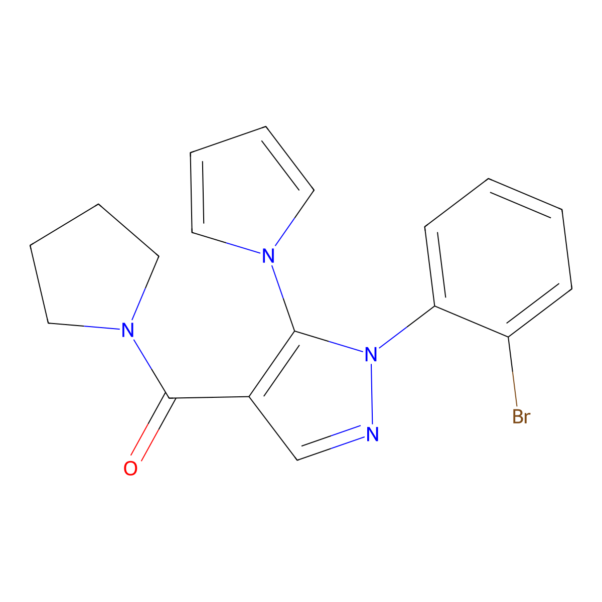 [1-(2-bromophenyl)-5-(1H-pyrrol-1-yl)-1H-pyrazol-4-yl](pyrrolidin-1-yl)methanone molecular structure, CAS 1630870-05-1