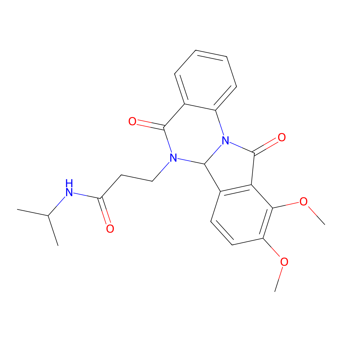 3-(9,10-dimethoxy-5,11-dioxo-6a,11-dihydroisoindolo[2,1-a]quinazolin-6(5H)-yl)-N-(propan-2-yl)propanamide molecular structure, CAS 1630870-13-1